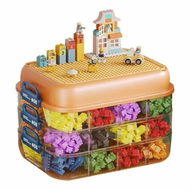 Detailed information about the product Toys Storage Organizer Bins,Plastic Storage for Box Stackable Toys Organizer,Building Block Storage,Box Storage Container (Orange 3 Layer)