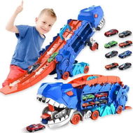 Detailed information about the product Track Car Toy Transforms into Stomping Dragon with Ultimate Transporter Hauler Race Track Toys for Boys Ages 4-6