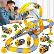 Detailed information about the product Track Racing Set - Diecast Cars, Anti-Gravity Loops, Engineering Vehicle Playset, Puzzle Toys, Perfect Gift for Boys Ages 3+