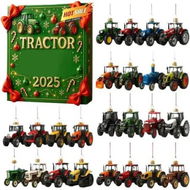 Detailed information about the product Tractor Advent Calendar, 2D Acrylic Pendant Christmas Countdown, 24 Day Farm Ornament Set Themed Tractor Tree Decor Winter Holiday Display
