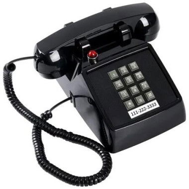 Traditional Red Landline Phone,Retro Corded Telephone with Message Indicator,Classic 2500 Analog Desk Phone,Vintage Corded Desk Telephone Large Button (Black)