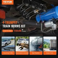 Detailed information about the product Train Horns Kit, 4 Trumpet Air Horn Kit, 150dB Train Horns for Pickup Trucks, 12V 120 psi Air Compressor 1.6 Gal/6 L Tank with Gauge for Any 12V Vehicle Car Truck Train Van Boat