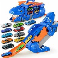 Detailed information about the product Transformed Truck Toy with 12 Mini Random Racing Cars, Dino Transport Car with Wings and Handle for Kids, Birthday Gift for 4 5 6 7 Year Old Boys Girls (Blue), 1 Pack