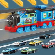 Detailed information about the product Transport Train with Ejection Race Track, Collapsible Transporter with Random 6 Race Cars Toys for Kids, Early Educational Toys