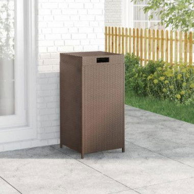 Trash Bin Brown 40x40x80 Cm Poly Rattan