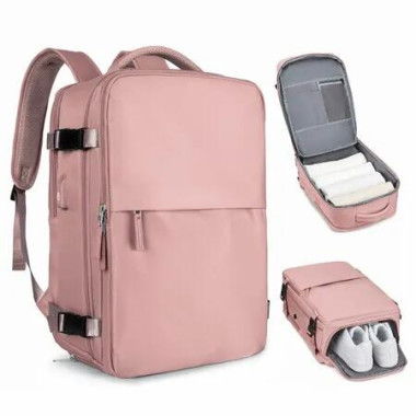 Travel Backpack with Shoe Compartment for Women Men Waterproof Sports Luggage Computer Backpack Casual Daypack(Pink)