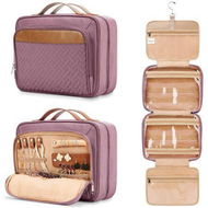 Detailed information about the product Travel Hanging Toiletry Bag for Women, with Jewelry Organizer Compartment, Waterproof Cosmetic Bag, Toiletries Kit Set with Trolley Belt, Purple