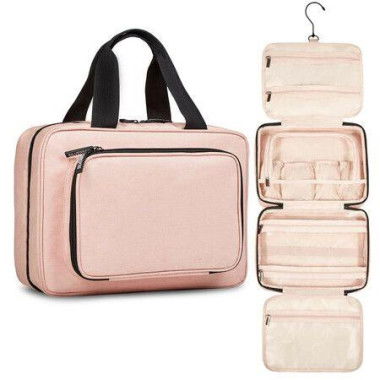 Travel Toiletry Bag For Women Portable Hanging Organizer For Full-Sized Shampoo Conditioner Brushes Set Travel Accessories