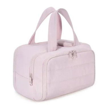 Travel Toiletry Bag Wide Open Lightweight Large Puffy Cosmetic Makeup Organizer Handle Women Accessories Storage Pink