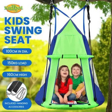 Tree Swing Seat Tent Set Hammock Chair Nest Childrens Hanging Outdoor Round Flying Saucer Playset Kids Outside Garden Camping Yard Toys 100cm Kidbot