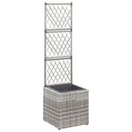 Detailed information about the product Trellis Raised Bed With 1 Pot 30x30x107 Cm Poly Rattan Grey