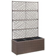 Detailed information about the product Trellis Raised Bed With 3 Pots 83x30x130 Cm Poly Rattan Brown