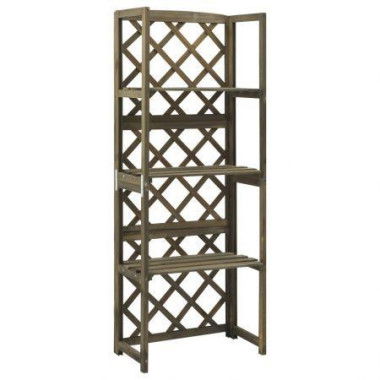 Trellis With Shelves Grey 55x30x140 Cm Solid Fir Wood