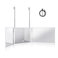 Detailed information about the product Trifold Mirror Hair Cutting 360 LED Height Adjustable Telescoping Hooks Makeup Styling White Portable