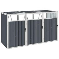 Detailed information about the product Triple Garbage Bin Shed Grey 213x81x121 cm Steel
