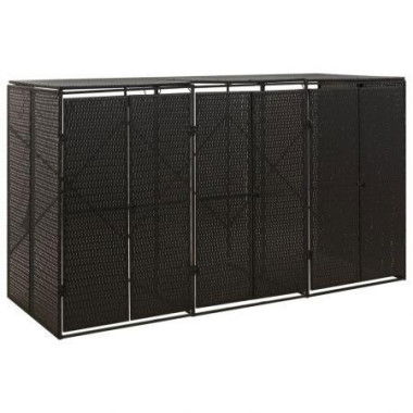 Triple Wheelie Bin Shed Black 207x80x117 Cm Poly Rattan