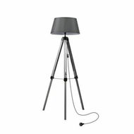 Detailed information about the product Tripod Wooden Floor Lamp Shaded Grey