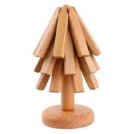 Detailed information about the product Trivets for Hot Dishes, Tree Washer Set, Wooden Pinwheel Coaster Set with Stand for Easy Storage for Fondue pots, Pans, Bowls, teapots, Wooden