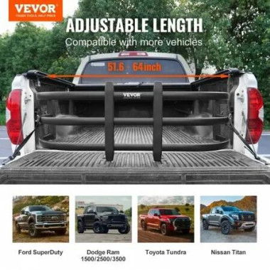 Truck Bed Extender, Aluminum Retractable Tailgate Extender, 131cm-162.6cm Adjustable Length, Fits for Ridgeline, Tacoma, Gladiator, Colorado/Canyon, Frontier, and Ranger