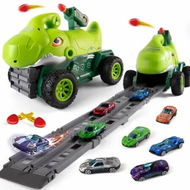 Detailed information about the product Truck Toys with 6 Die-Cast Metal Cars Foldable Track & Missile Launcher Birthday Gift Idea Toys for Kids Ages 3+(Green)