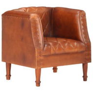 Detailed information about the product Tub Chair Brown Real Goat Leather