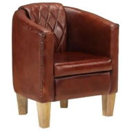 Detailed information about the product Tub Chair Brown Real Leather