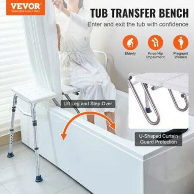 Tub Transfer Bench Bathtub Shower Seat for Senior Height Adjustable 400LBS