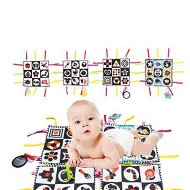 Detailed information about the product Tummy Time Floor Mirror, Double High Contrast Play and Pat Activity Mat Black and White Baby Crinkle Toys with Teether, Great Gift Pack of 4