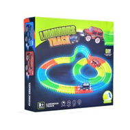 Detailed information about the product Turbo Race Cars With 16 Feet Of Flexible Bendable Glow In The Dark Track