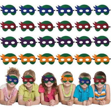 Turtles Mask for Kids Turtles Felt Masks Party Favors,Turtles Themed Game Video Birthday Party Supplies,Party Decoration Birthday Gift (24 Pack)