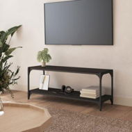 Detailed information about the product TV Cabinet Black 100x33x41 Cm Engineered Wood And Steel