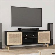 Detailed information about the product TV Cabinet Black 105x30x40 cm Solid Wood Pine&Natural Rattan