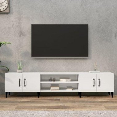 TV Cabinet High Gloss White 180x31.5x40 Cm Engineered Wood.