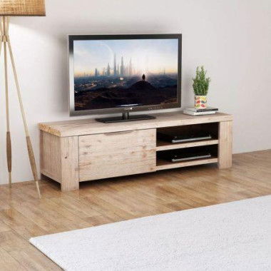 TV Cabinet Solid Brushed Acacia Wood 140x38x40 Cm