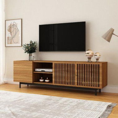 TV Cabinet Stand Unit 180cm Console Table Entertainment Bench Center Storage Shelf Wooden Modern Walnut Drawers Shelves Doors