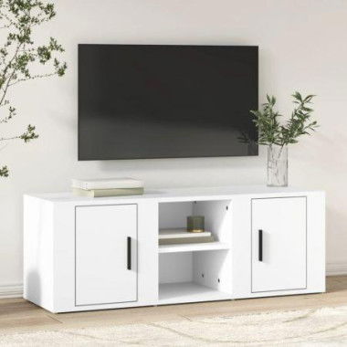 TV Cabinet White 100x31.5x35 Cm Engineered Wood.