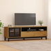 TV Cabinet with Glass Door FLAM 158x40x50 cm Solid Wood Pine. Available at Crazy Sales for $509.95