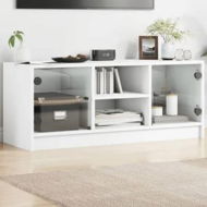 Detailed information about the product TV Cabinet with Glass Doors White 102x37x42 cm