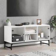 Detailed information about the product TV Cabinet with Glass Doors White 102x37x50 cm