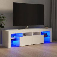 Detailed information about the product TV Cabinet With LED Lights High Gloss White 140x36.5x40 Cm.