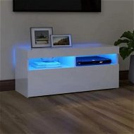 Detailed information about the product TV Cabinet with LED Lights High Gloss White 90x35x40 cm