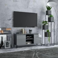 Detailed information about the product TV Cabinet With Metal Legs High Gloss Grey 103.5x35x50 Cm.