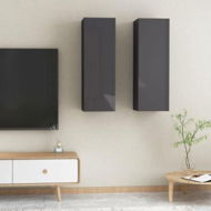 Detailed information about the product TV Cabinets 2 Pcs High Gloss Grey 30.5x30x90 Cm Engineered Wood.