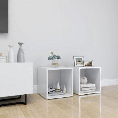 TV Cabinets 2 Pcs High Gloss White 37x35x37 Cm Engineered Wood