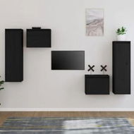 Detailed information about the product TV Cabinets 4 pcs Black Solid Wood Pine