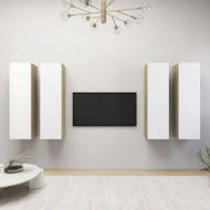 Detailed information about the product TV Cabinets 4 pcs White and Sonoma Oak 30.5x30x110 cm Engineered Wood