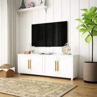 Detailed information about the product TV Stand Storage Cabinet White Entertainment Unit Television Console Table Media Centre Bench Bed Living Room Furniture with 4 Doors