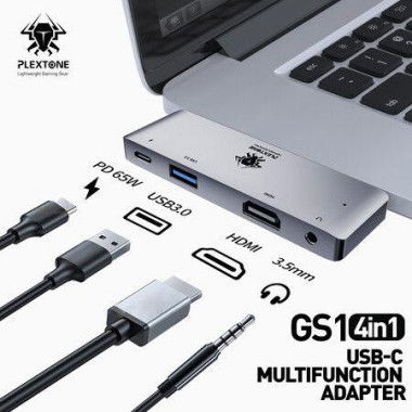 TYPE-C Hub 4-in-1 Type-C Adapter With 4K HDMI USB-C USB-A 65W Power And 3.5mm Headphone Jack For MacBook And IPad Pro.