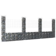 Detailed information about the product U-shape Gabion Basket with 4 Posts Iron 380x20x150 cm