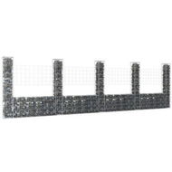 Detailed information about the product U-shape Gabion Basket with 5 Posts Iron 500x20x150 cm